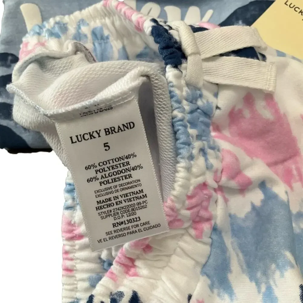 Lucky Brand Girls Short Outfits 4 Piece Sets Blue Pink Size 5 NEW